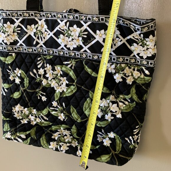 Vera Bradley Tote Jasmine Shoulder Purse Laptop Bag Black Floral Retired NWT - Picture 4 of 9
